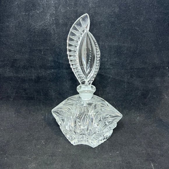 Unbranded Other - Vintage Pressed Glass Perfume Bottle With Feather Plume Stopper